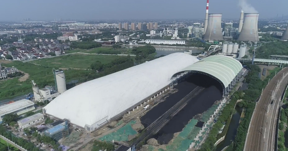 浙北地区气膜煤场完成起膜作业